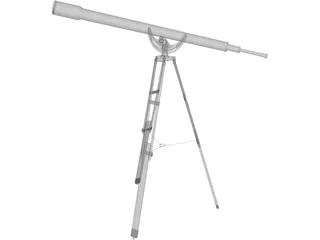 Brass Telescope on Stand 3D Model