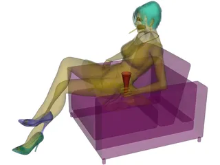 Woman on Chair 3D Model