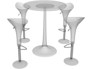 Bar Stool with Table 3D Model