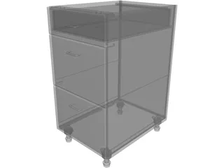 3 Drawer Cabinet 3D Model