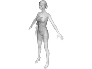 Girl Suits a Towel 3D Model
