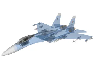 Sukhoi Su-27 Flanker Russisches Kampfflugzeug 3D-Modell