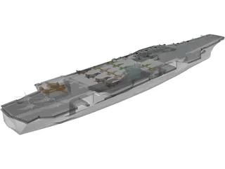 Military Ship with Airplanes 3D Model