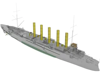 Askold Russian Cruiser (1900) 3D Model