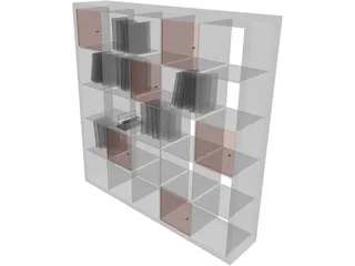 Bookcase Wooden 3D Model