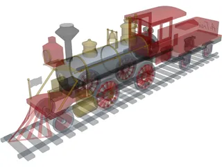 Toy Steam Locomotive with Tender 3D Model