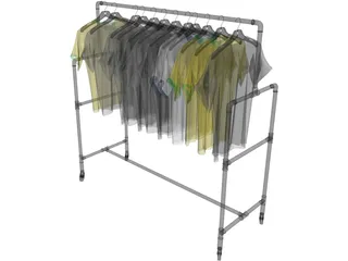 Shirts on Wardrobe 3D Model