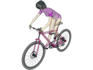 Woman on Bicycle 3D Model