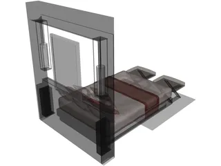 Bed Fancy Design King Size 3D Model
