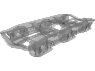 3 Axle Rail Bogie 3D Model