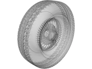 Daytona Wire Rim and Tyre 3D Model