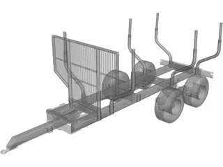 Log Trailer 3D Model