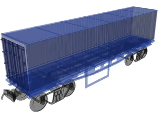 Container on Train truck 3D Model