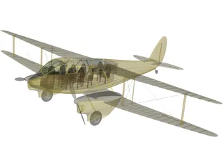 de Havilland D.H.89 Dragon Rapide 3D Model