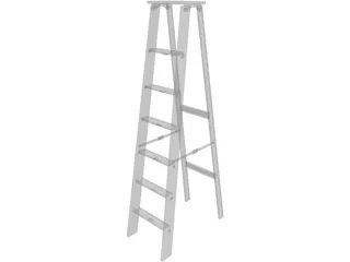 Wooden Step Ladder 3D Model