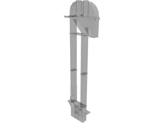 36 Inch Pulley Elevator Leg with Boot and Head 3D Model