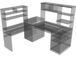 Desk Computer Wrap Around 3D Model