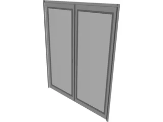 Door Double Sliding Glass 3D Model