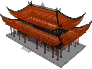 Attic Chinese Building 3D Model