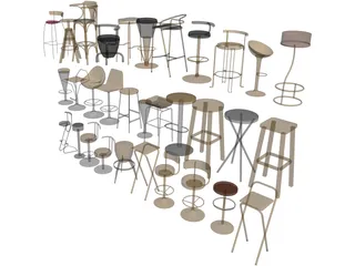 Bar Chairs Collection 3D Model