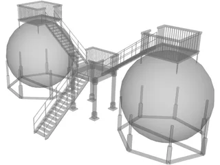 Oil Storage Tanks 3D Model