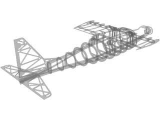 RC Glider Plane Balsa Frame 3D Model