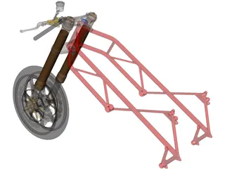 Motorcycle Frame, Wheel and Fork 3D Model