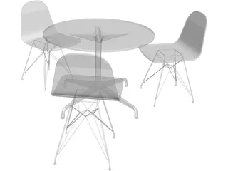 Eames Seatings and Table 3D Model