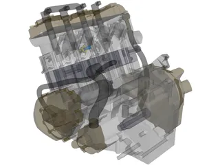 Kawasaki zx600 Engine 3D Model