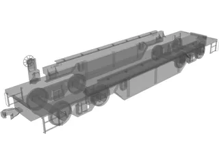 Flat Bed Train Carriage 3D Model
