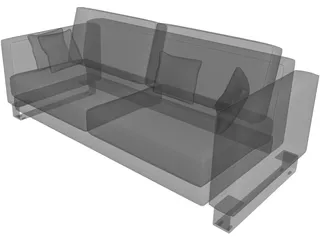 Sofa with Pillows 3D Model