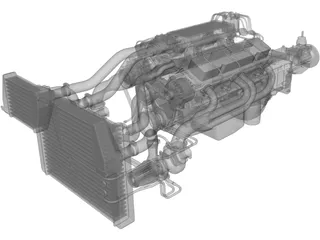 Engine GM 350 V8 Turbo 3D Model