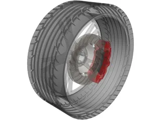 Wheel/Tire with Caliper and Rotor 3D Model