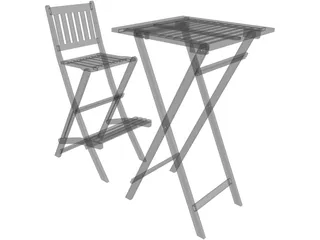 Bar Chair and Table 3D Model