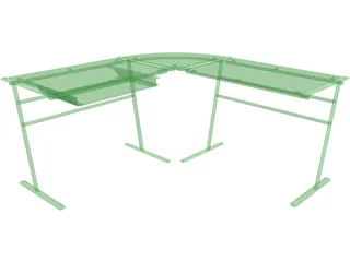 Desk Glass Top Contemporary 3D Model