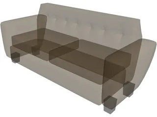 Couch Leather Art Decco 3D Model