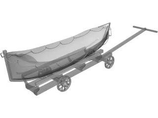 Lifeboat with Trailer 3D Model