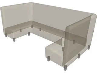 Booth Restuarant Square 3D Model