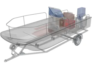 Whaler Boat on Trailer 3D Model