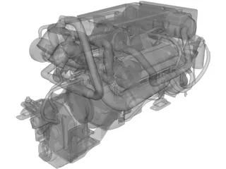 Yanmar Marine Engine Diesel 8LV 320HP 3D Model