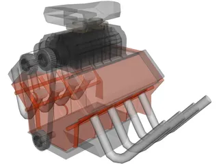 Funny Car Engine 3D Model