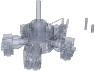 Liney Halo Radial Steam Engine 3D Model