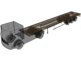 Flat Bed Truck 3D Model