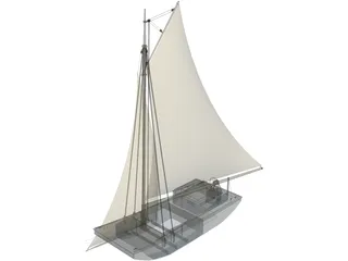 USS Wartappo Civil War Scow 3D Model