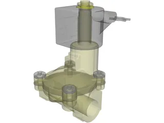 Solenoid Valve with 12V DC Coil 3D Model