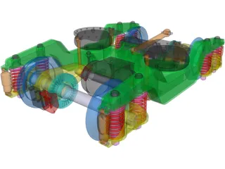 2 Axle Traction Rail Bogie 3D Model