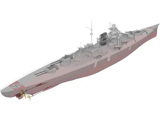 Battleship Tirpitz 3D Model