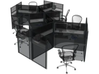 Office Table Workspace 3D Model