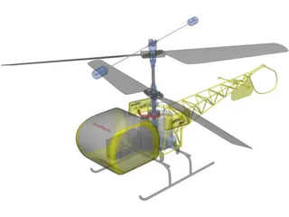 RC Helicopter Bell 47g 3D Model