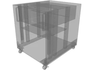 Audio/Server Rack with 4U Instrument 19-inch 3D Model